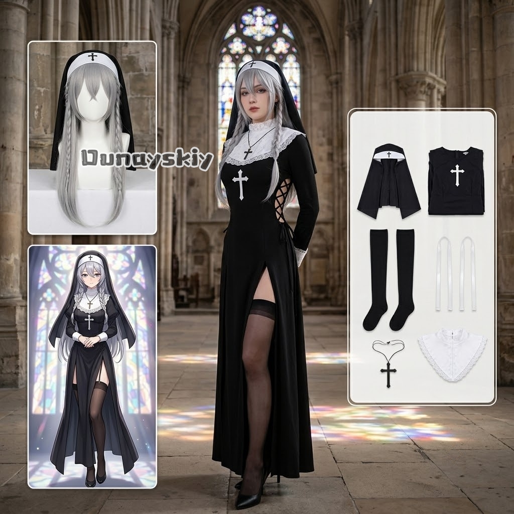 Photography Japanese - KS*06Original Nun Cos Outfit Black Lace
