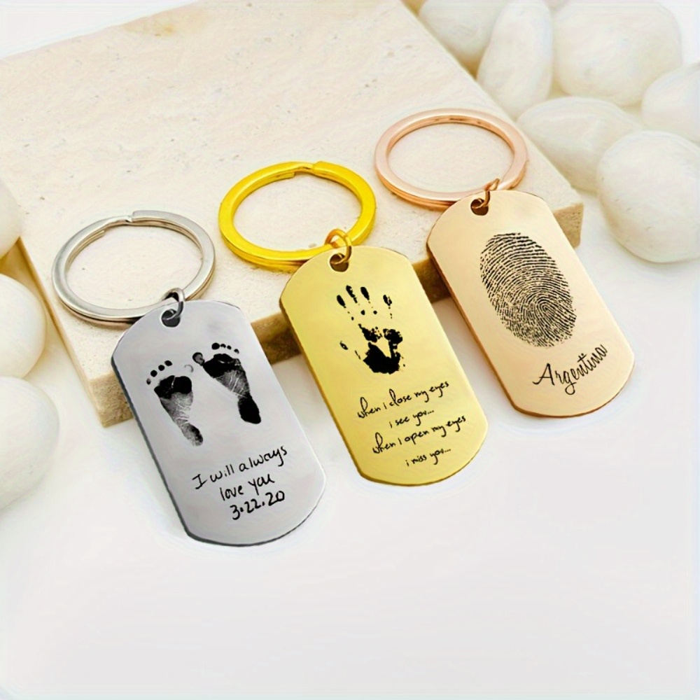 Photographic Memory - Baby Footprints Palms Fingerprints Custom Stainless