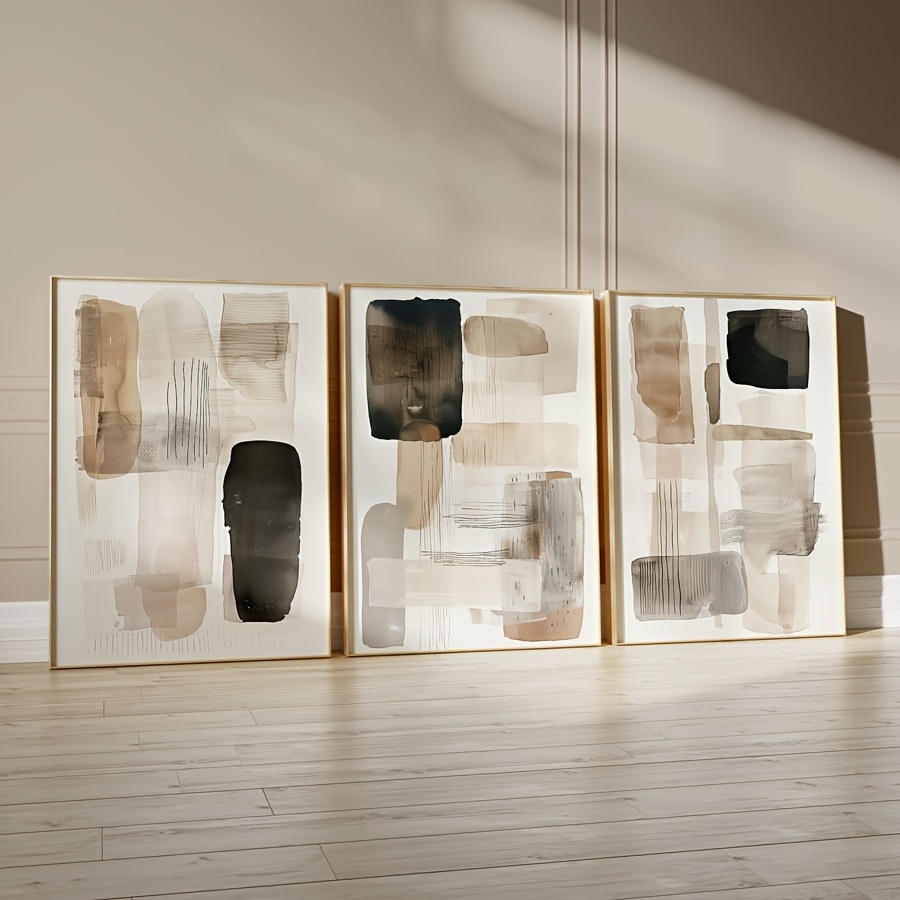 3PC frameless  of Black Beige  - Photography Geometry ulasan dan harga