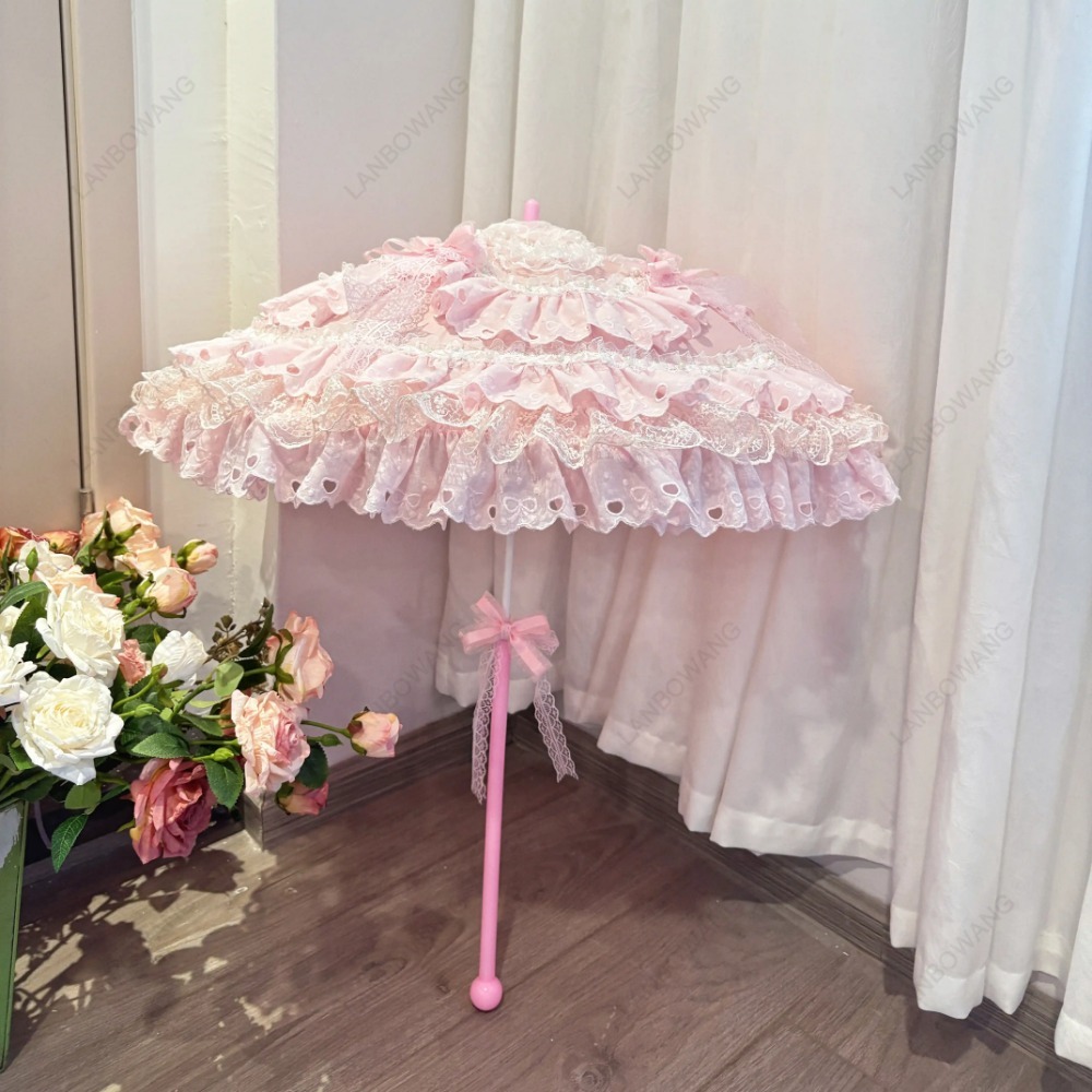 Handmade Pink Floral Heart Lac - Photography Umbrella ulasan dan harga