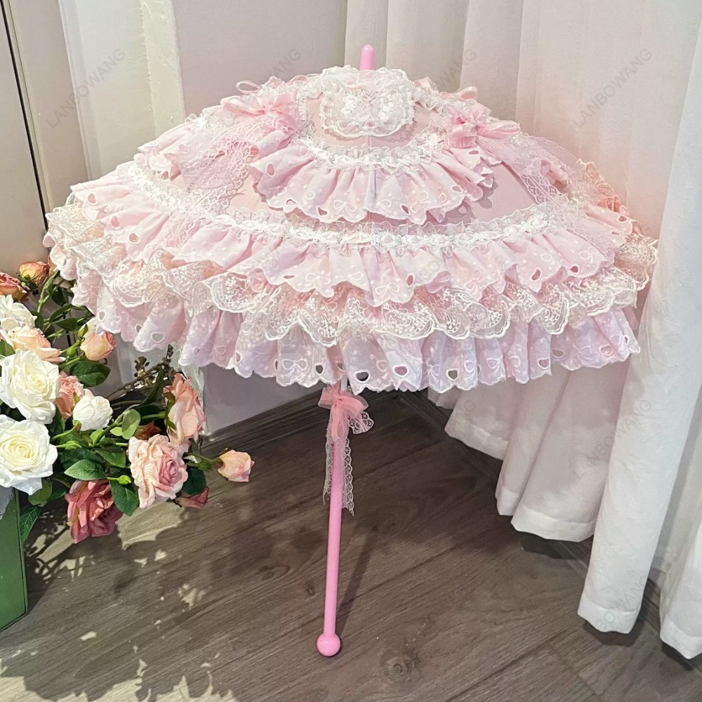 Handmade Pink Floral Heart Lac - Photography Umbrella ulasan dan harga