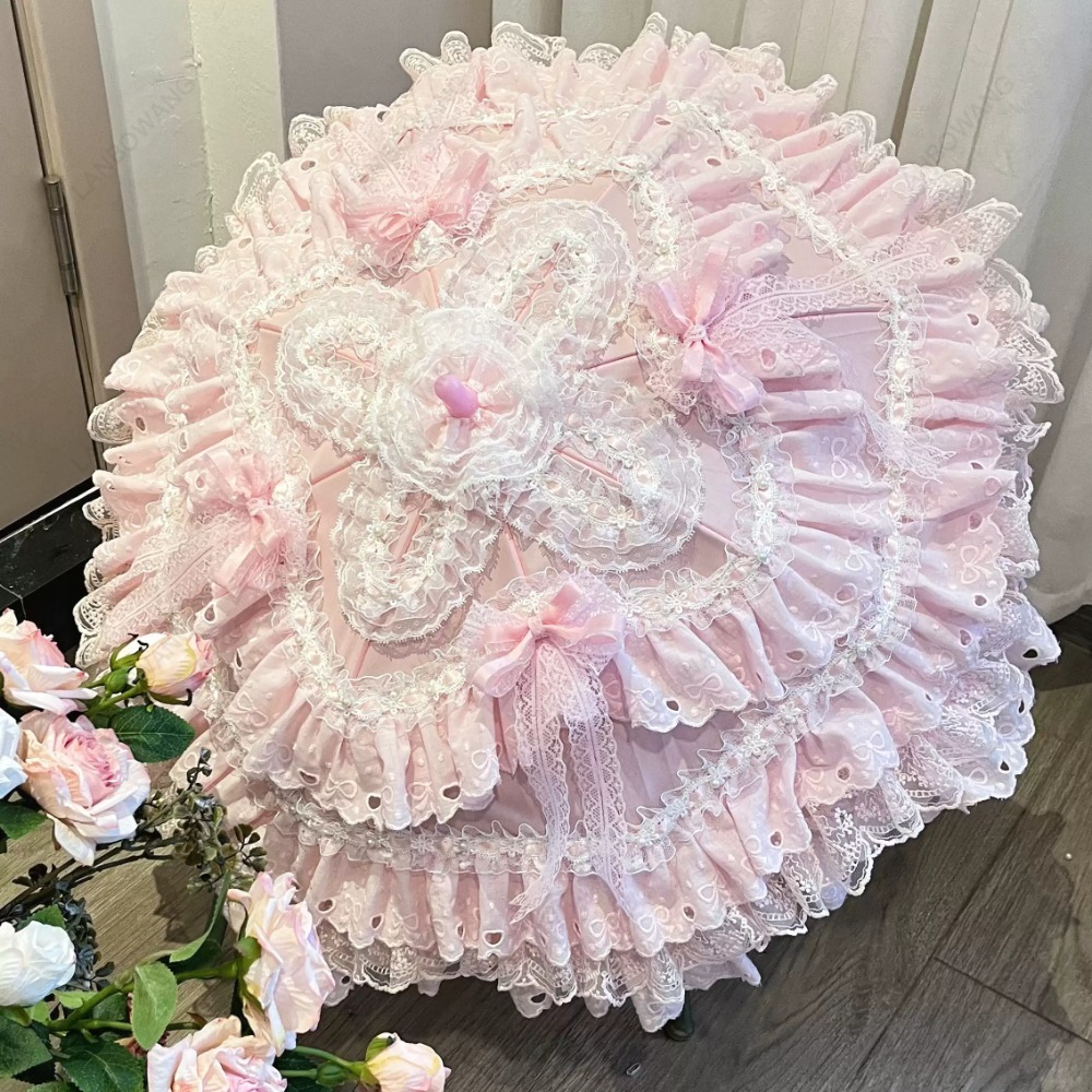 Handmade Pink Floral Heart Lac - Photography Umbrella ulasan dan harga
