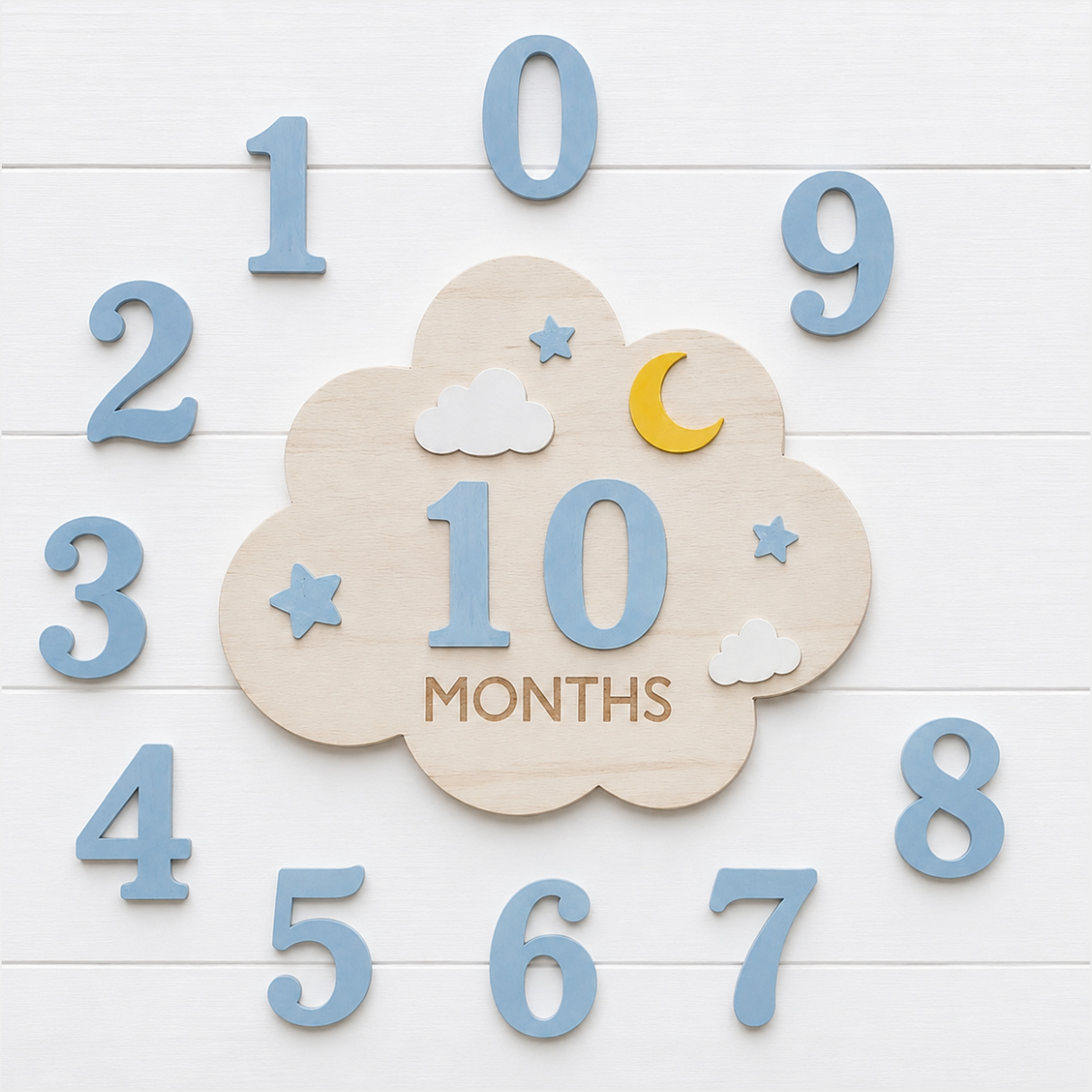 1‑Set Wooden Baby Monthly Mile - Photography Prompt ulasan dan harga